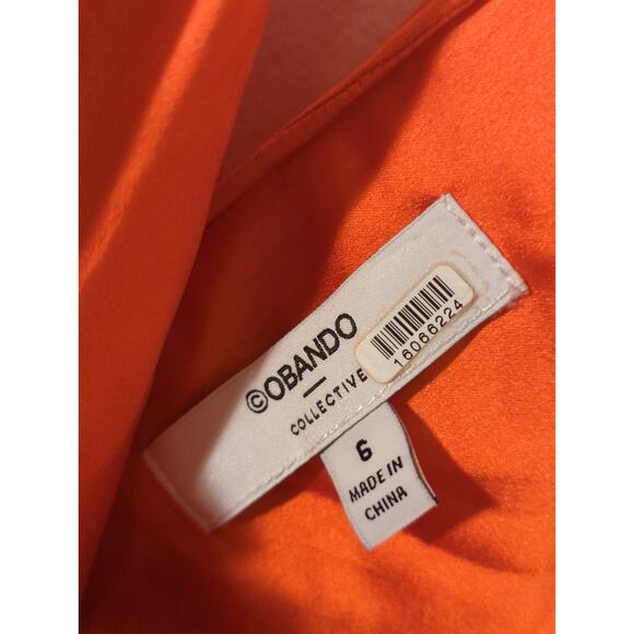 RTR Cobando Collective Sz 6 Orange Skinny Strap Sleeveless Halter Satin Tank Top - Picture 6 of 7